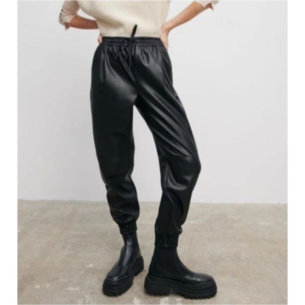 Zara Leather Jogger Pants